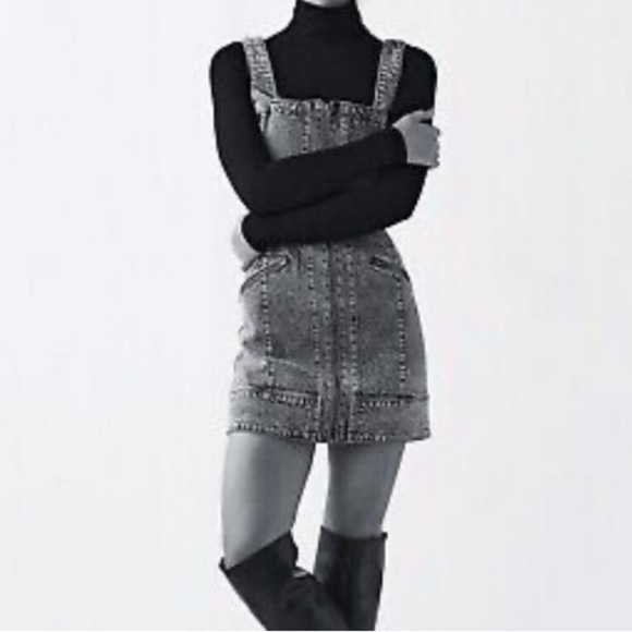 Free People We The Free Gray Denim Sheath Midi Dress Sleeveless Square Neck - Picture 11 of 11